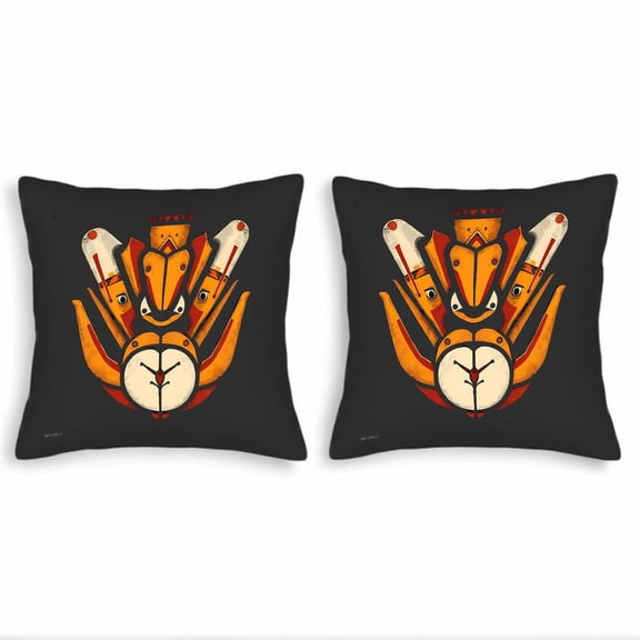 Set of 2 18x18in Throw Pillow Covers - Modern Abstract Creature Design with Bold Colors & Geometric Patterns for Couch Bed Car