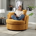 thumbnail image 5 of KINFFICT 2 Pieces Chenille Swivel Barrel Chair, Oversized Accent Chair, Comfy Armchair with Pillows, Modern Leisure Sofa Chair for Living Room, Bedroom, Yellow, 5 of 8