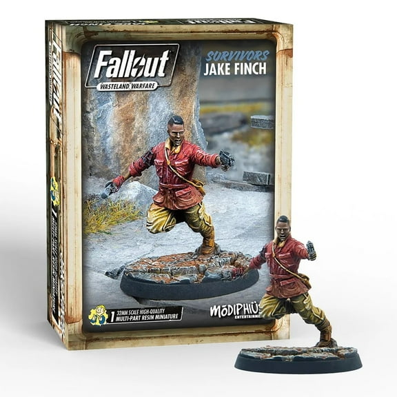 Fallout Wasteland Warfare: Survivors Jake Finch - Unpainted Multi-Part Resin Miniature, RPG, Includes Scenic Base, 32MM Scale High Quality Figure, Tabletop Roleplaying Game Minifigure