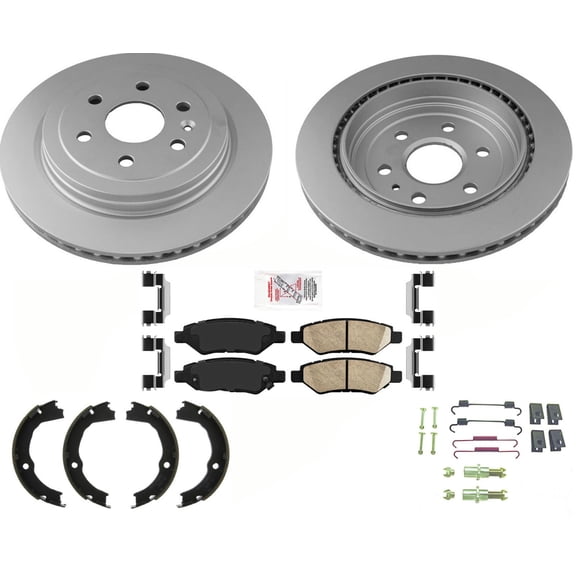 AmeriBRAKES Coated REAR Disc Brake Rotors & Pads For 2010-2016 Cadillac SRX