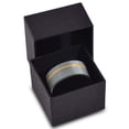 thumbnail image 3 of Tungsten Wedding Band Ring 8mm for Men Women Black & 18K Yellow Gold Plated Offset Line Pipe Cut Brushed Polished Lifetime Guarantee, 3 of 4