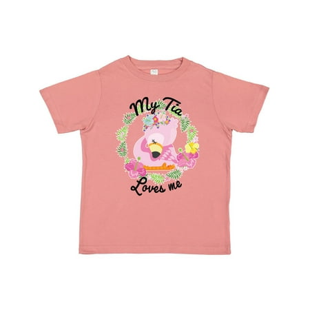 

Inktastic Baby Flamingo My Tia Loves Me with Flower Wreath Gift Toddler Boy or Toddler Girl T-Shirt