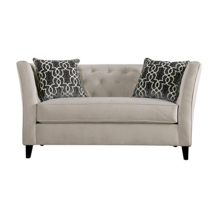 Furniture of America Liton Transitional Chenille Loveseat in Ivory