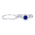 thumbnail image 3 of Two Piece Infinity Shank Round Ring Blue Sapphire CZ 925 Sterling Silver Size 6, 3 of 5