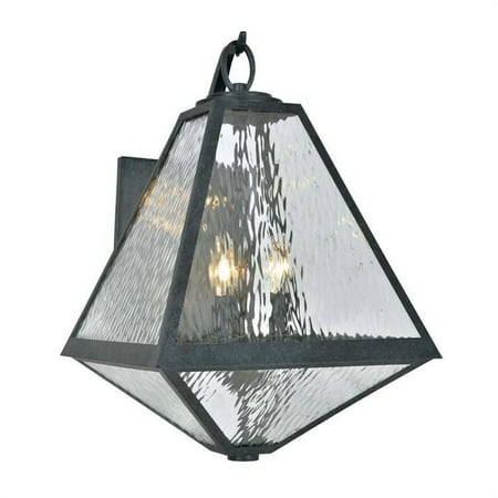 Falcon Orchard Three Light Outdoor Wall Mount in Minimalist Style 14 inches Wide By 21 inches High-Black Charcoal Finish-Water Glass Color Bailey