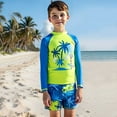 thumbnail image 2 of Boys' Long Sleeve Two Piece Swimsuit With Am Tree Print Upf 50+ Sun Protecion Swim Set For Kids,Big Boys Size 9-10T,Green, 2 of 7