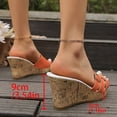 thumbnail image 4 of Dakaela Women's Leather Wedge Sandals 3.54 Inch Cutout Platform Dressy Summer Shoes Comfortable Ladies Cork Wedges High Heels Orange Size 9, 4 of 9