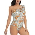 thumbnail image 3 of Gaeub Retro Floral Butterfly Women's One Shoulder Ruffle Tummy Control Swimwear for Swimming Surfing Beach Party - Medium, 3 of 8