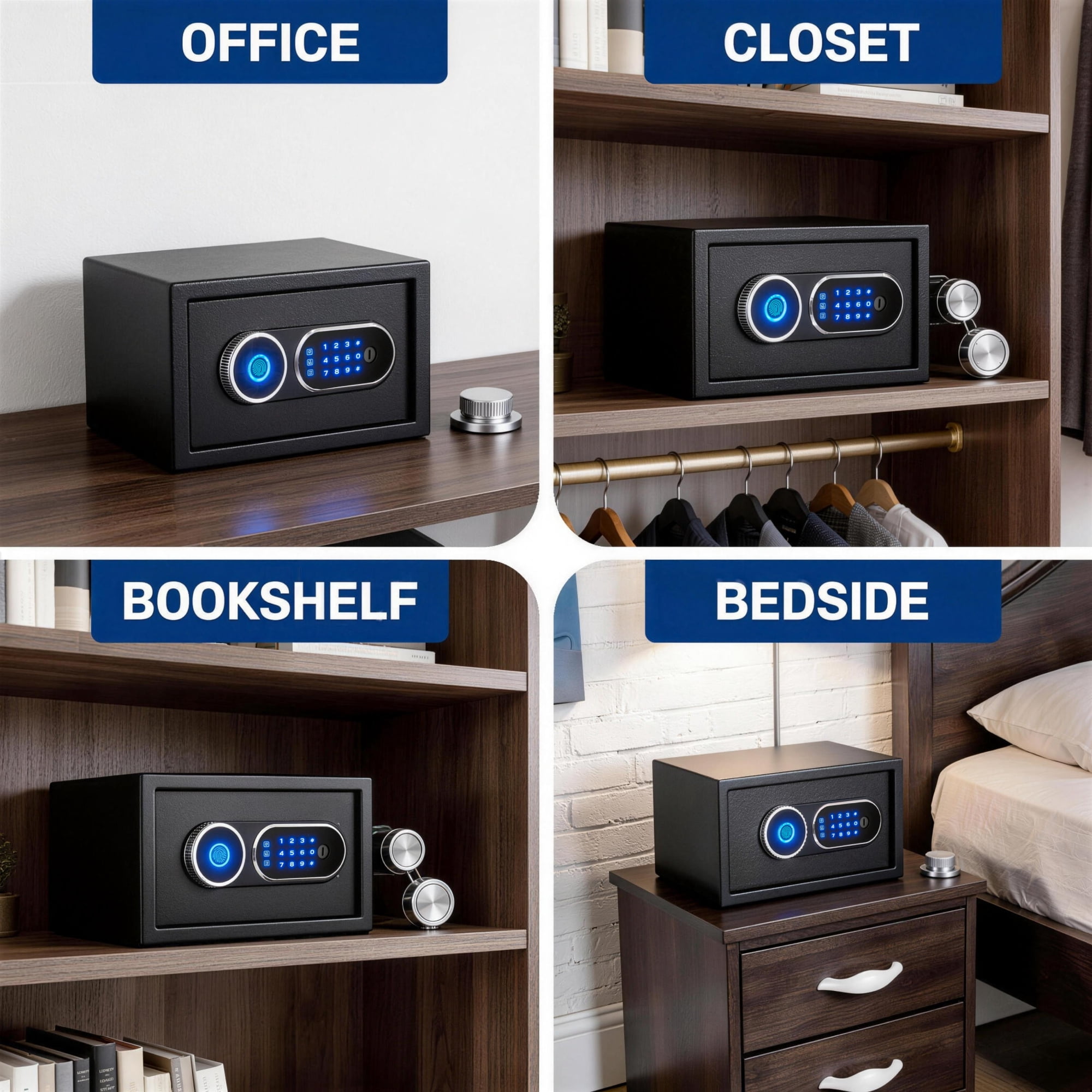 Safe Box,Blacksmith 1.0 Cuft Biometric Safe Lock Box with Removable Shelf and Fingerprint,Code,Keys Quick Unlock,Security Money Safe Lock Cabinet,Black