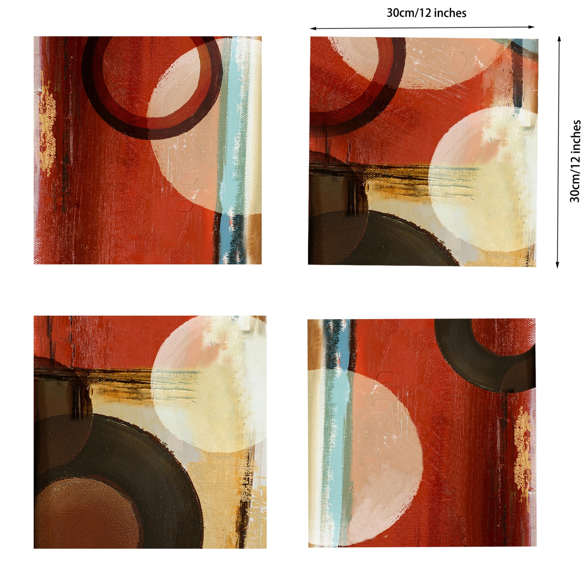 Burgundy abstract geometry canvas wall art red brown geometry prints for living room bathroom bedroom ready to hang