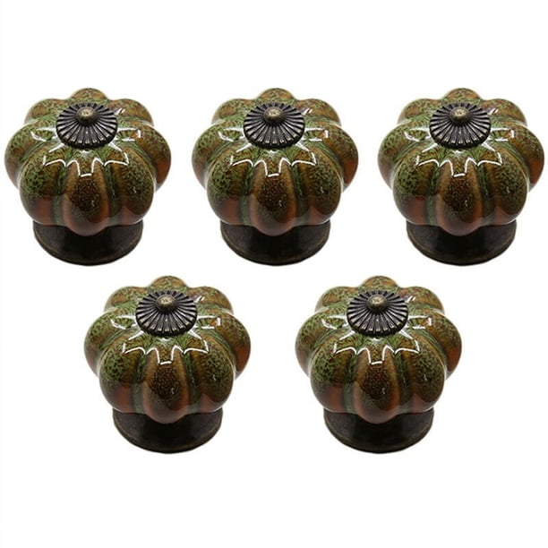 Perillas de cerámica para cajones con diseño rústico y elegante, estilo vintage, con forma de calabaza y efecto antiguo, con superficie brillante y lustrosa para la renovación de muebles de estilo
