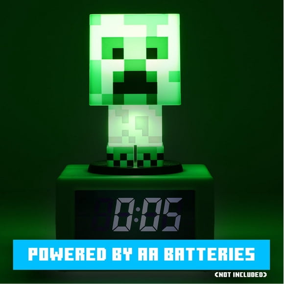 Paladone Minecraft Horloge d'Alarme Icône Creeper sous Licence Officielle avec Musique Minecraft et Veilleuse pour Enfants et Préadolescents Accessoire de Salle de Jeux - Cadeau Original pour Amateur de Jeux Minecraft