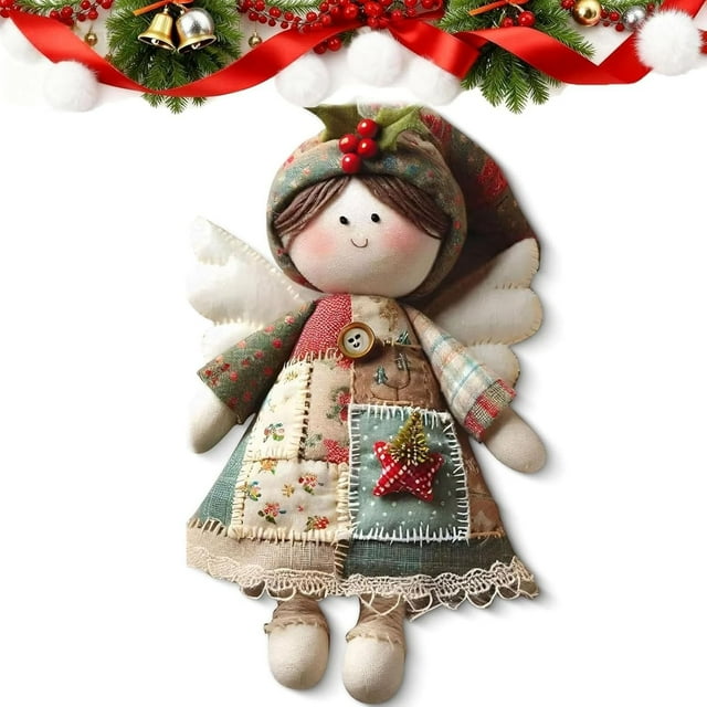DIY Patchwork Angel Doll Kit, Handmade Christmas Fabric Ornament for Tree, Indoor Holiday Decor, Beginner-Friendly Craft Kit, Personalized Keepsake, Festive Gift, Home and Office Decoration