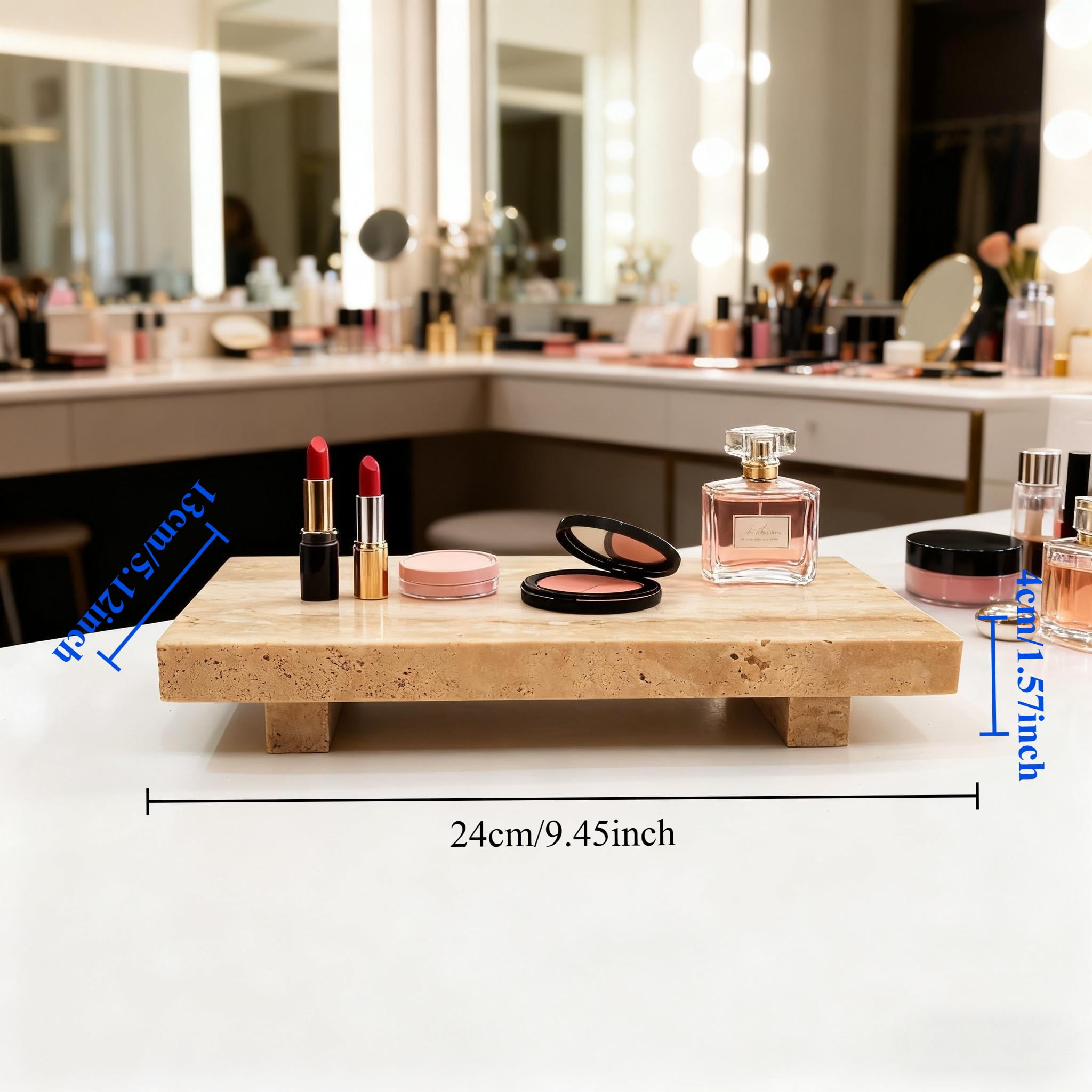 Calacatta Violet Marble Pedestal Stand Tray, Versatile Organizer for Bathroom Vanity, Makeup Dressing Table, Natural Stone Home Decor