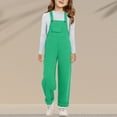thumbnail image 7 of Coerni Girls' Vintage Jumpsuit Teens Baggy Wide Leg Jeans Overall Shorts with Pockets Kids Solid Retro Washed Strap Jumpsuits Pants, 7 of 7