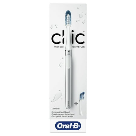 Oral-B Clic Manual Toothbrush with Magetic Brush Mount, White, 1 Ct