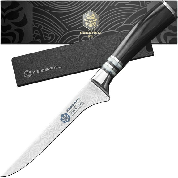 Kessaku Boning Knife - 6 inch - Ronin Series - Razor Sharp Kitchen Knife - Forged 7Cr17MoV High Carbon Stainless Steel - Wood Handle with Blade Guard
