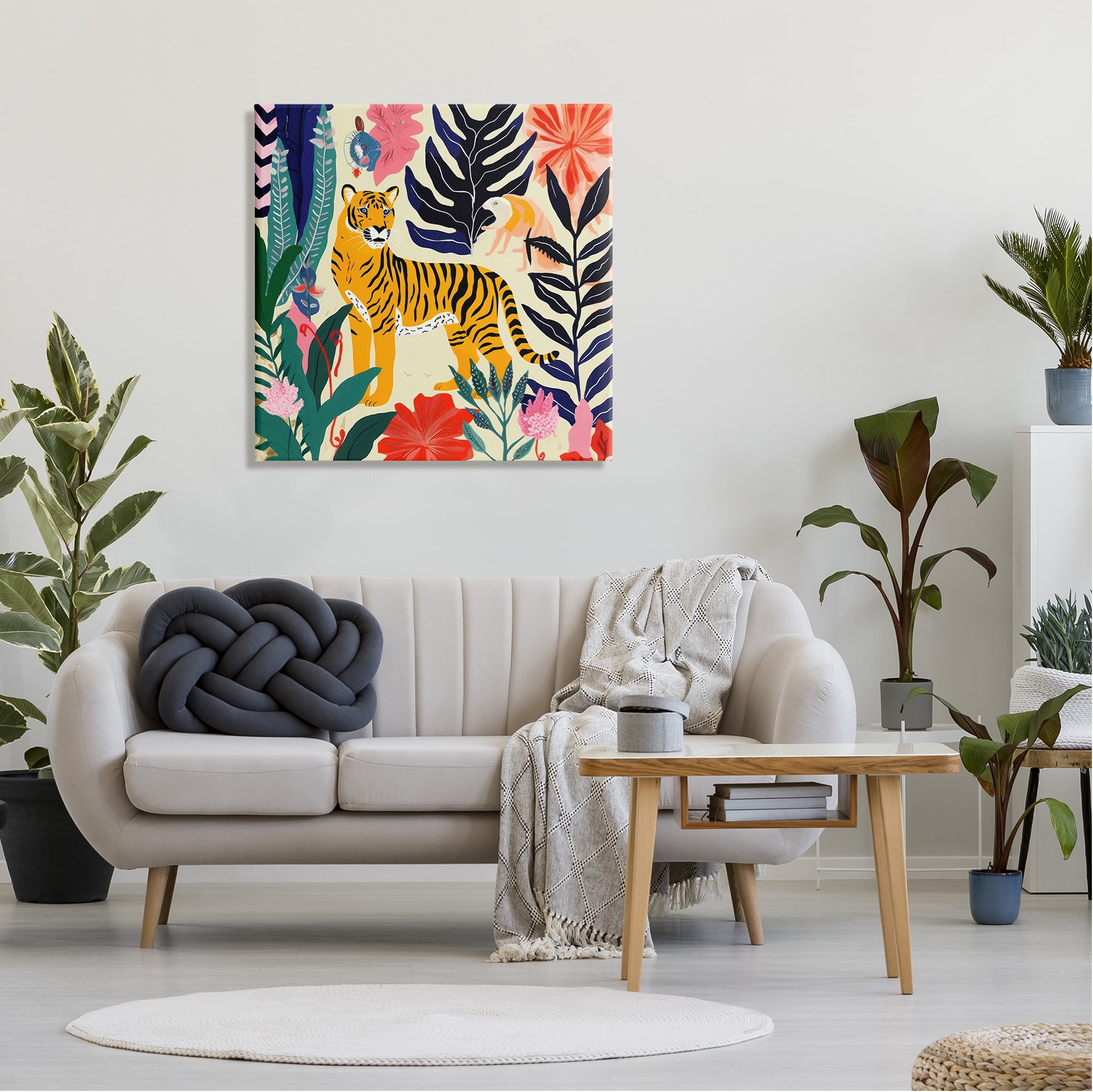 Stupell Industries Tiger & Abstract Creatures Animals & Insects Painting Gallery Wrapped Canvas Art Print Wall Art, 30 x 30