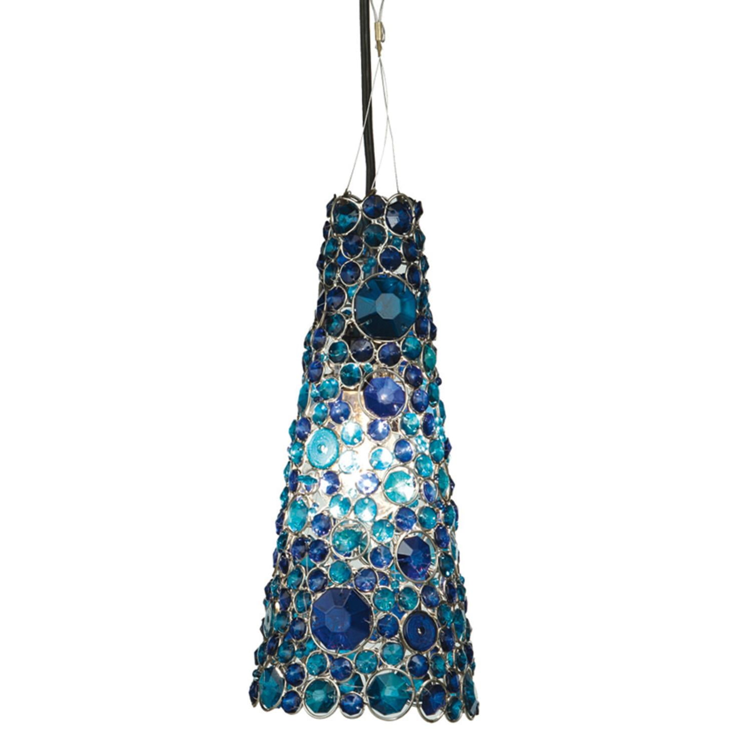 13 75 Vedahome Silver And Sapphire Blue Glass Cone Ceiling Pendant