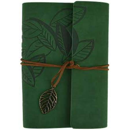 - Green Tree Leaf Embossed Genuine Leather Writing Creative Journal Diary Dream Notebook Includes Leather Strap Wrap Around Cord With Attached Leaf Charm 5