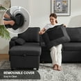 thumbnail image 5 of Convertible Sofa Bed Sleeper Pull Out Sectional Couch with Storage, L Shaped Couch Bed for Living Room,Apartment,Small Space - Dark Gray, 5 of 9