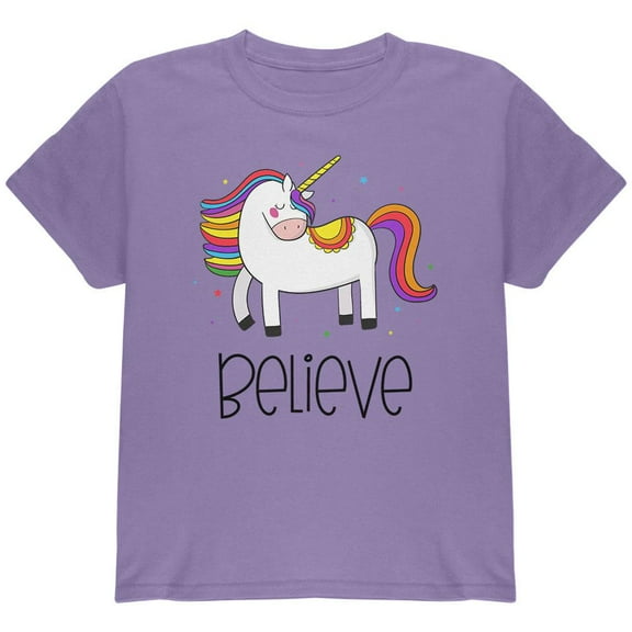 Unicorn Believe Youth T Shirt Violet YLG