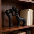 thumbnail image 4 of Charming Woman and Dog Statue Ornament, Perfect Home Decoration for Pet Lovers, Resin Dog Memorial Sculpture for Living Room Bedroom Office, Heartwarming Gift Idea for Dog Owners, 5.5*6.2in, Black, 4 of 6