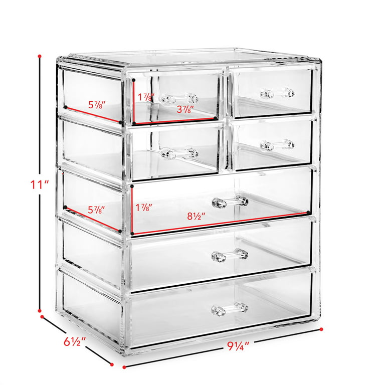Kyoffiie 7/12 PCS Drawer Organizers 4-Size Clear Acrylic Drawer