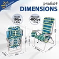 thumbnail image 5 of SUNSPIRE Backpack Beach Chairs for Adults Lightweight Aluminum 17in 5-Position Adjustable Reclining Folding with Cup Holder, Outdoor Blue Stripes, 5 of 9