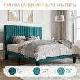 thumbnail image 4 of SHA CERLIN Teal Blue Queen Size Upholstered Platform Bed Frame with Velvet Adjustable Channel Headboard, Adult, 4 of 9