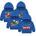 thumbnail image 4 of Godderr Boys Girls Christmas Printing Hoodie Pullover for Baby Toddler,Kids Crew Neck Hooded Knit Top,Fall Winter Long Sleeve Undershirt for 2-7 Years Old, 4 of 5