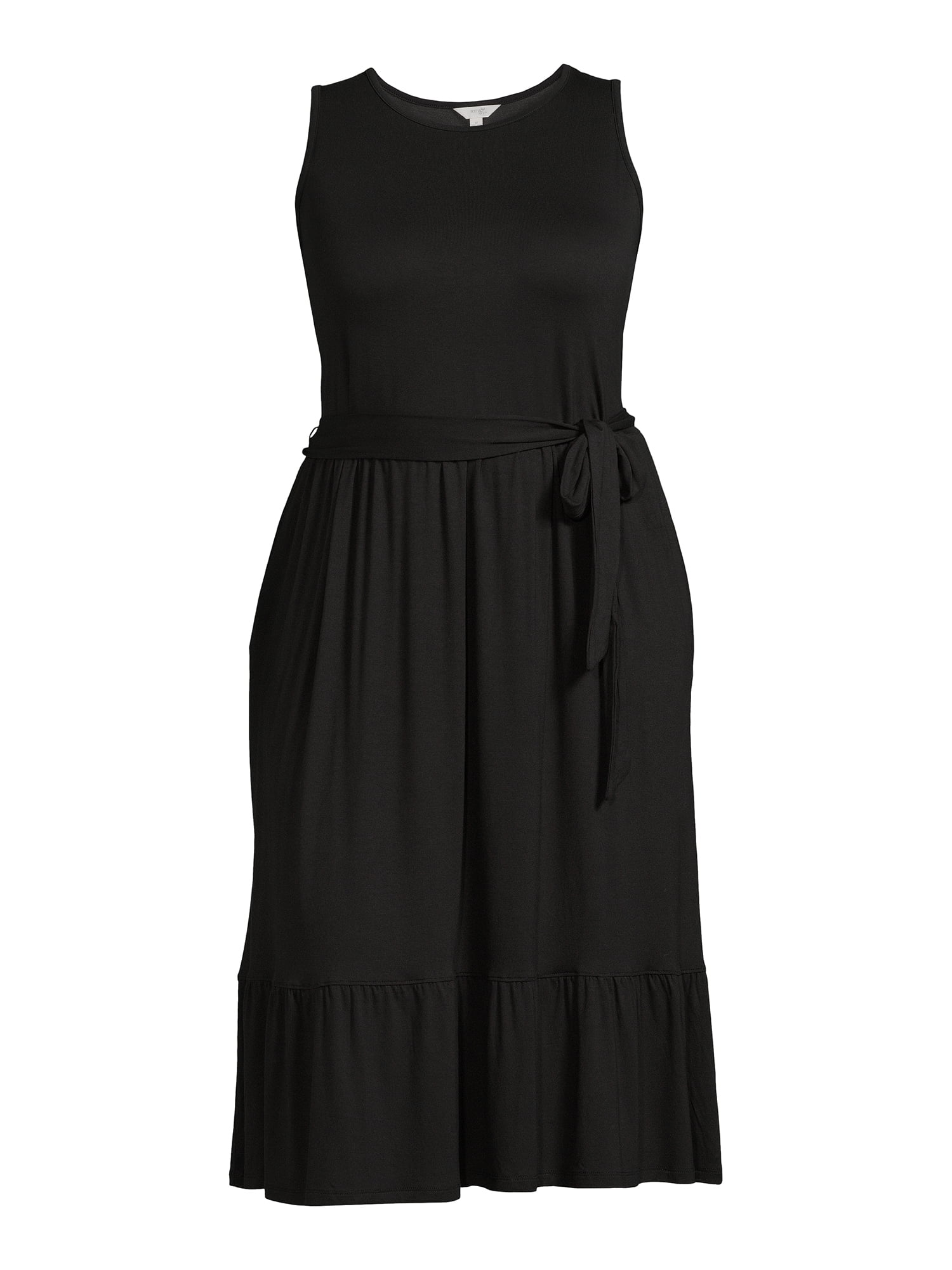 Terra & Sky Women's Plus Size Belted Knit Tank Dress