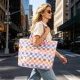 thumbnail image 7 of Kugisaki Large Capacity Tote Bag Waterproof Handbag Trendy Striped Tote Bag for Travel Beach, 7 of 7