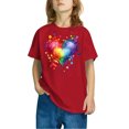 thumbnail image 2 of Jamicy Girls Blouses Children's Wear Spring Romance Shirt for Girls Heart Graphic Tee Great Love Casual Short Sleeve Top for Brunch Dates, 2 of 4