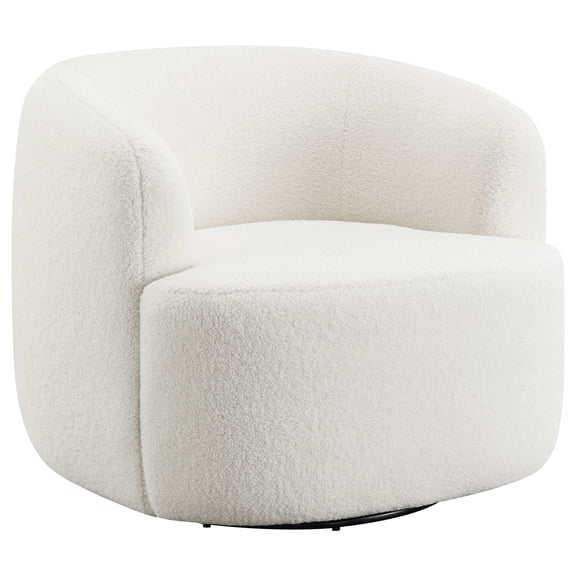 Coaster Hudson Sherpa Swivel Accent Chair, Ivory