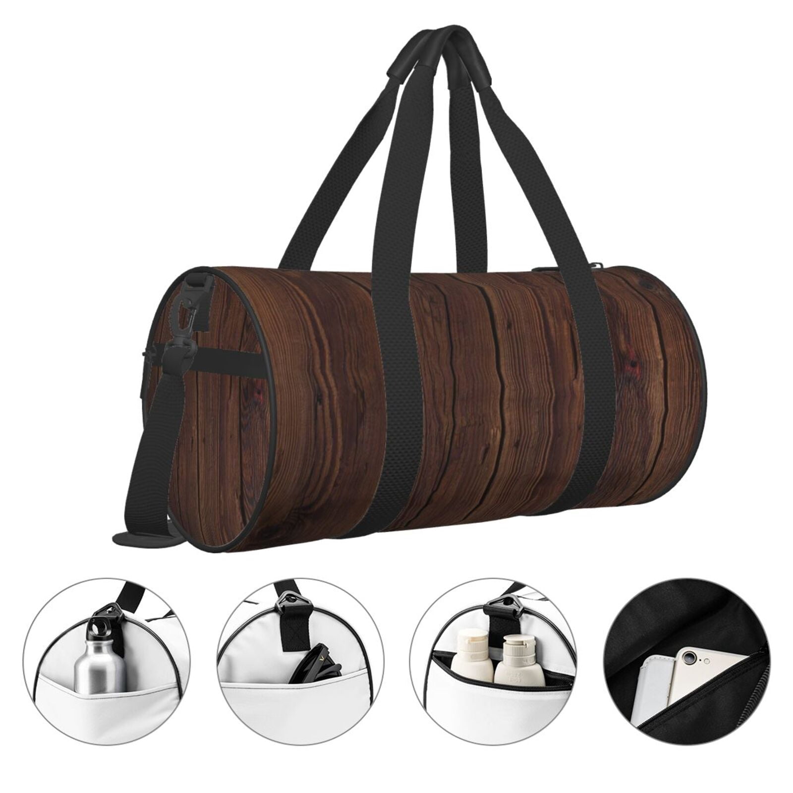 Defioc Vintage Wood for Travel Duffle Bag,Weekender Bag Carry On Tote Bags Hospital Bag Large Capacity Sport Gym Bag for Men Women Fit for Trave, Gym,Weekend