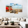 thumbnail image 3 of Elephant Stock Beachside Vintage Car Wall Art - Horizontal Multi Panel Canvas - Living Room Wall Decor - Beach Multi Panel - Blue And Brown Decor - 75" x 48", 3 of 8