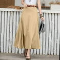 thumbnail image 2 of vigerkar Women Casual Cotton Linen A Line Skirt High Waist Long Flowy Skirt Flare Swing Ruffle Skirt Khaki, XL, 2 of 6