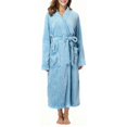 thumbnail image 3 of Womens Robes Plush Fleece Hooded Bathrobe Thick Nightgown with Pockets Sleepwear Lake Blue S, 3 of 9