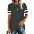 thumbnail image 3 of Mittory Women Summer Casual Shirts Short Sleeve Striped Tunic Tops Crew Neck Tee Tshirt Blouses, 3 of 5