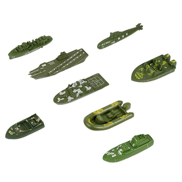 8x Naval Ship play Set Warship Toys Playset, Modelo de bote educativo Kits de modelo de barco de juguete para favores de fiesta Hugo barcos juguetes