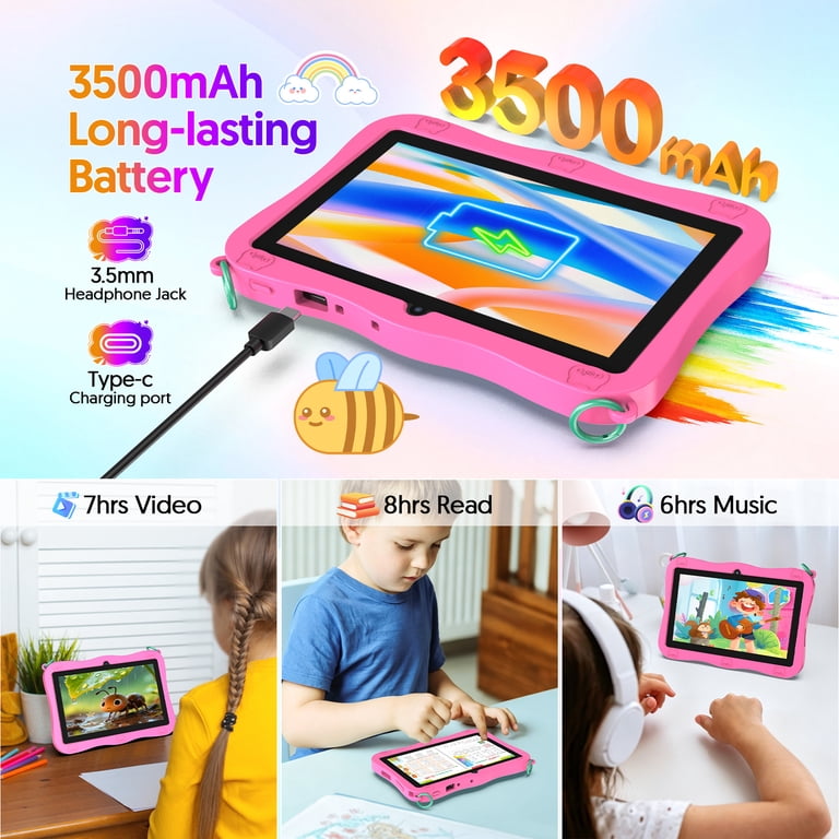 FITIFUN Kids Tablet 7 inch Android 13, Pink, 4GB RAM, 32GB ROM