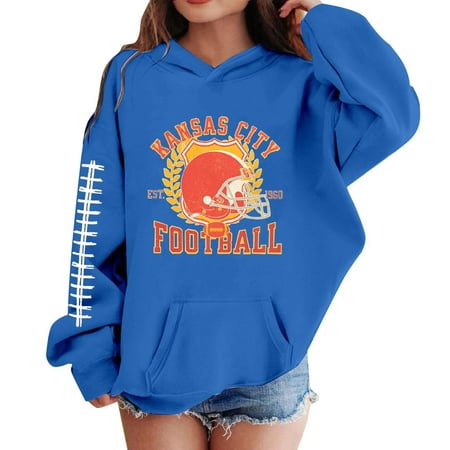 DHFJKG Child Toddler Girls Casual Hoodies Fashion Football Printed Soft Comfortable Sweatshirts With Pocket Youth/Tween Girls Trendy Sweatshirts 5-6 Years