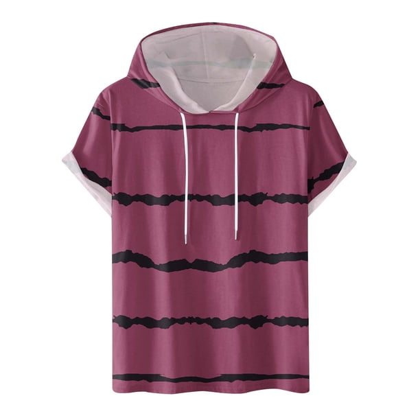 Pantalones Cortos Casuales para Hombre Impresión Digital Pullover Camiseta con Capucha Deportiva de Fitness, Blusa de Cuello Redondo de Poliéster para Al Aire Libre, Diaria Y Toda la Temporada
