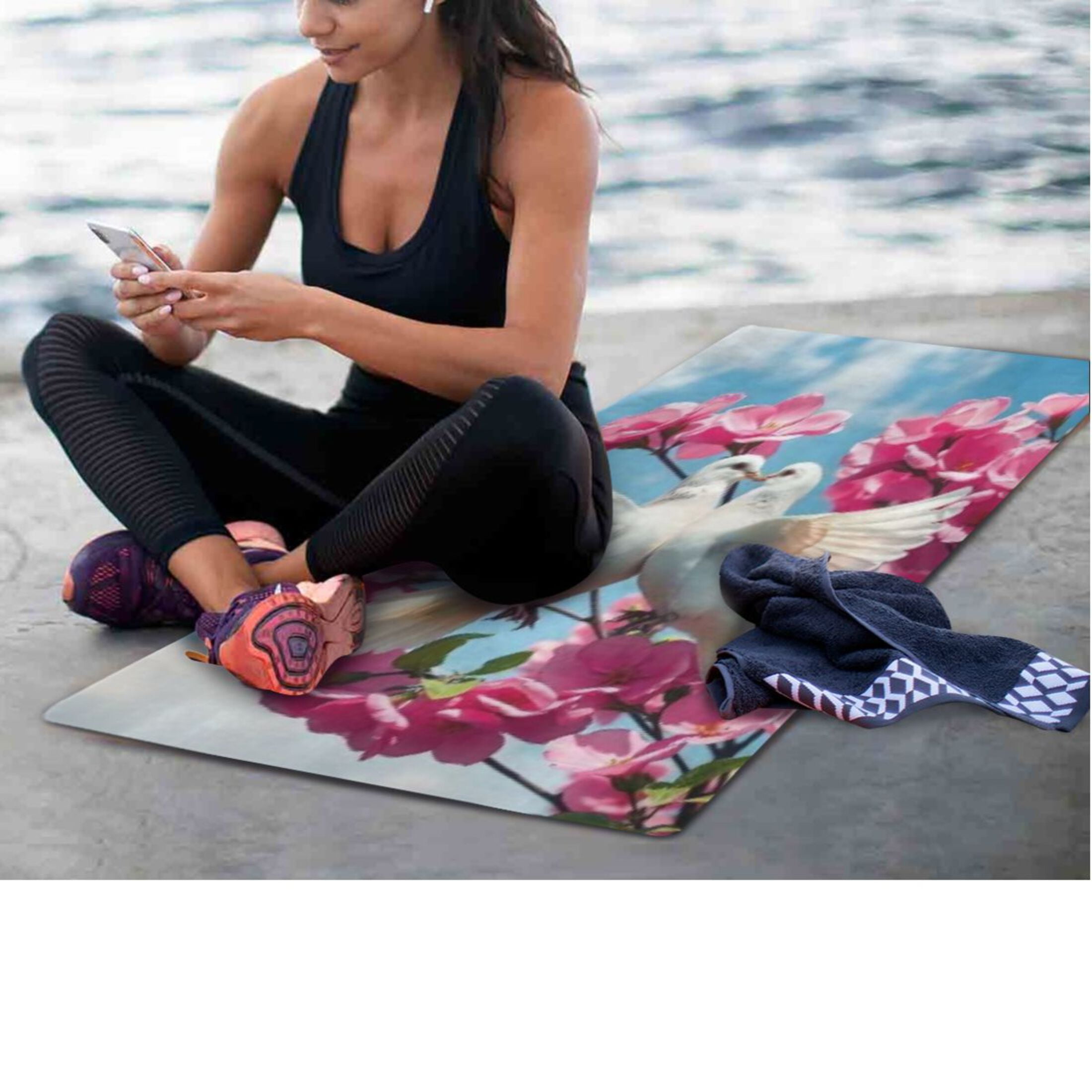 BZSMCE Yoga Mat Women Fitness Mat Love in Bloom Pattern