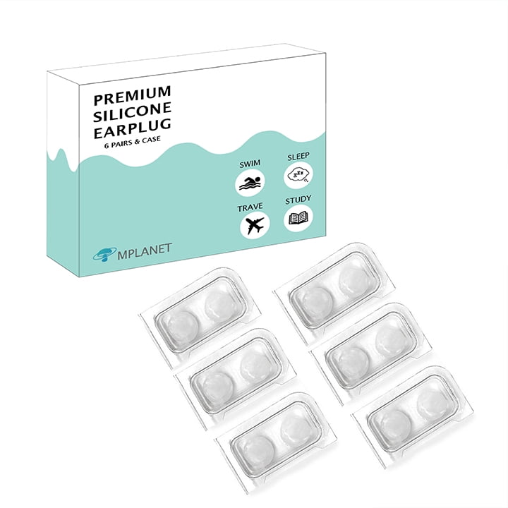 MPLANET Silicone Earplugs 6 Pairs - best high fidelity earplugs for sleeping, noise cancelling, reduction snoring, concert, musicians, sound blocking, kids swimming