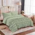 thumbnail image 2 of DNG Creations 3 Piece Vintage Ruffle Duvet Cover 100% Egyptian Cotton, 800 Threads Count - With Zipper & Corner Ties ( Oversized Queen - Solid Light Sage ), 2 of 7