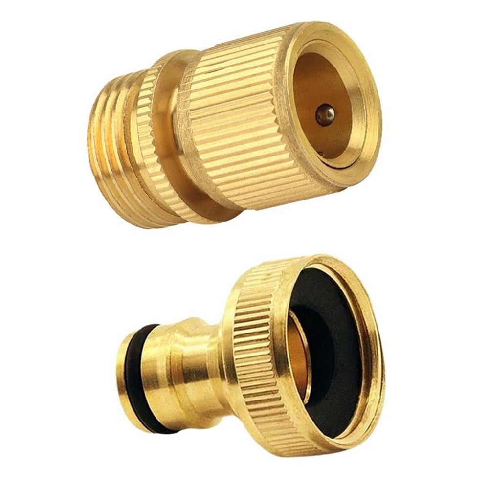 Quick Disconnect Hose Fitting Hand Held Water Spray Gun Garden Female Hose Quick Connector 3/4 Inch For Garden Hose Nozzle One Piece Industrial Solid Brass 