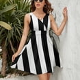 thumbnail image 3 of Medium Black And White Stripes Vertical Direction Dress Fashion Beach Long Dresses Female Party Printed Sundress, 3 of 7