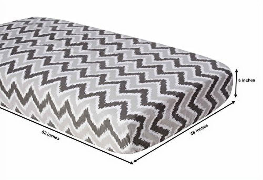 Bacati - Ikat Crib/Toddler Bed Fitted Sheets 100% Cotton Muslin 2 Pack, Zigzag Grey